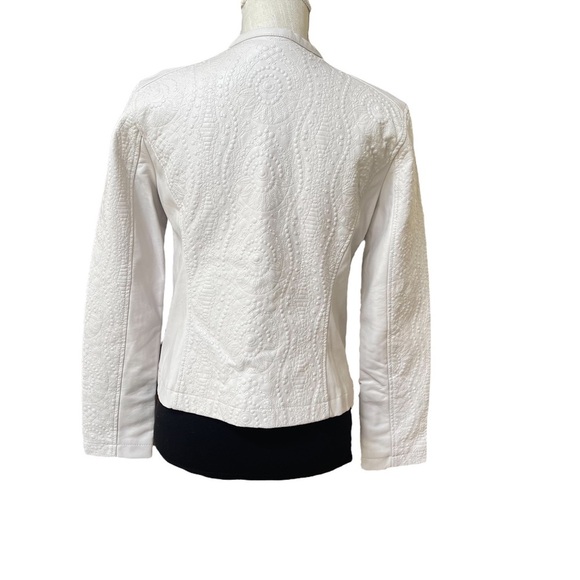 Cupcake and Cashmere White Faux Leather Moto Jacket Size: S - Picture 5 of 11